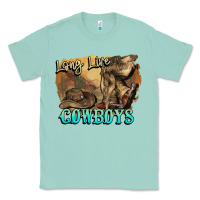 Seafoam Long live Cowboys boots hat Classic Tee - HowdyJamesFarm