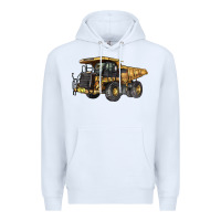 White Mining Truck Premium Hoodie - LillyAllenDesigns