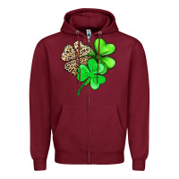 Burgundy three clover Zipper Hoodie - AdoDesignShop