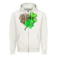 Oatmeal Heather three clover Zipper Hoodie - AdoDesignShop
