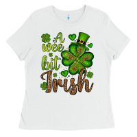 White St. Patrick's A wee bit irish Ladies Tee - OliviaCreatesArt