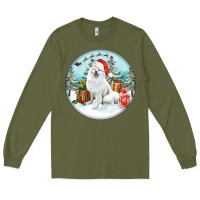 Army Green Christmas samoyed dog Long Sleeve Tee - FaDigitalArtStudio
