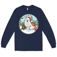 Navy Christmas samoyed dog Long Sleeve Tee - FaDigitalArtStudio