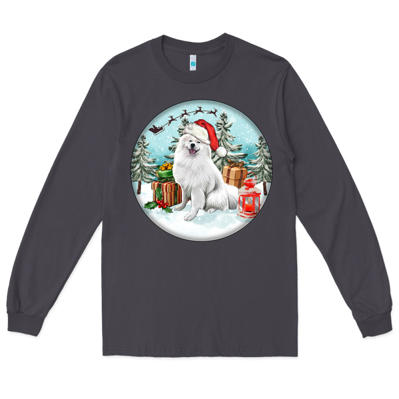 Christmas Samoyed Dog Long Sleeve Tee by FaDigitalArtStudio | Teevron