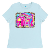 Baby Blue Hot Girl Summer Tie Dye Leopard Ladies Tee - CowCowDesign