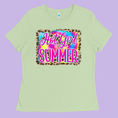 Hot Girl Summer Tie Dye Leopard Ladies Tee Designed By Cowcowdesign