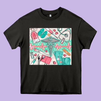 Nurse Medical Equipment Heavy Core Tee Designed By Tumblerdesignbyshophia