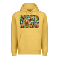 Antique Gold highland cow western background Premium Hoodie - Jasminsmagicworld