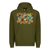 Army Green highland cow western background Premium Hoodie - Jasminsmagicworld