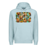 Blue Mist highland cow western background Premium Hoodie - Jasminsmagicworld