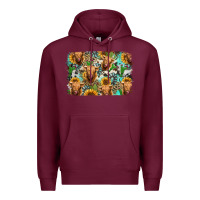 Burgundy highland cow western background Premium Hoodie - Jasminsmagicworld