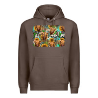 Coffee highland cow western background Premium Hoodie - Jasminsmagicworld