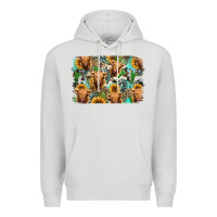 Dove Grey highland cow western background Premium Hoodie - Jasminsmagicworld