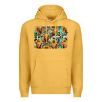 Mustard highland cow western background Premium Hoodie - Jasminsmagicworld