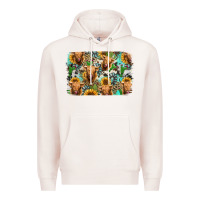 Pale Pink highland cow western background Premium Hoodie - Jasminsmagicworld