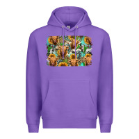 Purple highland cow western background Premium Hoodie - Jasminsmagicworld
