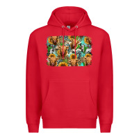 Red highland cow western background Premium Hoodie - Jasminsmagicworld