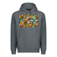 Rock highland cow western background Premium Hoodie - Jasminsmagicworld