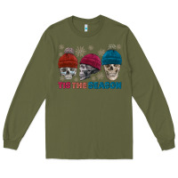 Army Green tis the season skull winter Long Sleeve Tee - FaDigitalArtStudio