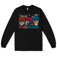Black tis the season skull winter Long Sleeve Tee - FaDigitalArtStudio