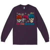 Plum tis the season skull winter Long Sleeve Tee - FaDigitalArtStudio