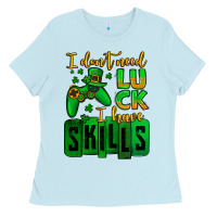 Baby Blue St. Patrick's I don't need luck i have skills Ladies Tee - OliviaCreatesArt