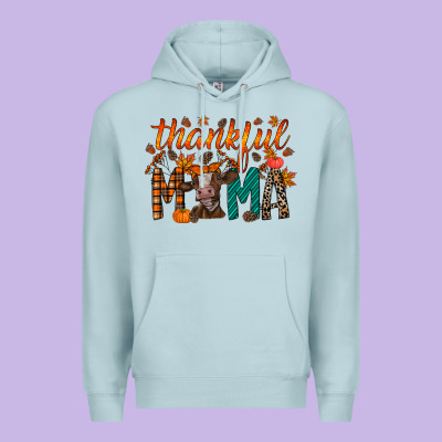 Thankful Mama Cow Premium Hoodie Designed By Racoondesign