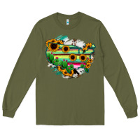 Army Green America Map Sunflower Cactus Serape Long Sleeve Tee - RanaPortraitStore