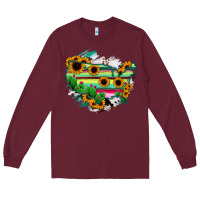 Burgundy America Map Sunflower Cactus Serape Long Sleeve Tee - RanaPortraitStore
