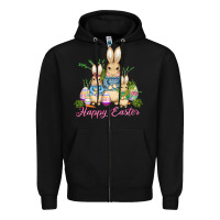 Black easter bunny family wıth carrots and eggs Zipper Hoodie - AdoDesignShop