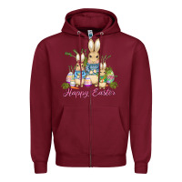 Burgundy easter bunny family wıth carrots and eggs Zipper Hoodie - AdoDesignShop