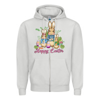 Dove Grey easter bunny family wıth carrots and eggs Zipper Hoodie - AdoDesignShop