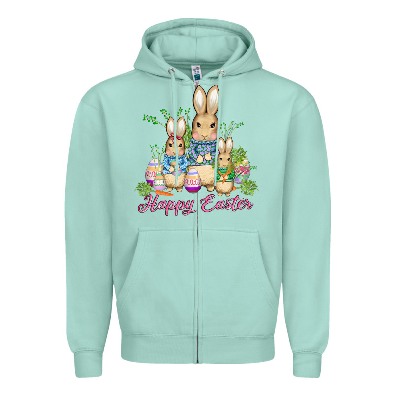 Easter Bunny Family Wıth Carrots And Eggs Zipper Hoodie by AdoDesignShop | Teevron