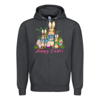 Smoke easter bunny family wıth carrots and eggs Zipper Hoodie - AdoDesignShop