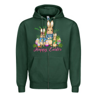 Sports Green easter bunny family wıth carrots and eggs Zipper Hoodie - AdoDesignShop