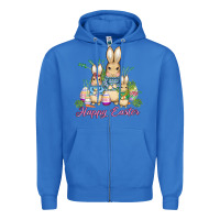 True Royal easter bunny family wıth carrots and eggs Zipper Hoodie - AdoDesignShop