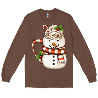 Chestnut Christmas Snowman Coffee Cup Long Sleeve Tee - FaDigitalArtStudio