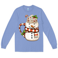 Colony Blue Christmas Snowman Coffee Cup Long Sleeve Tee - FaDigitalArtStudio
