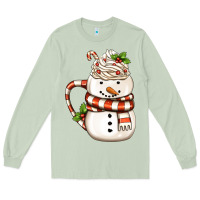 Matcha Christmas Snowman Coffee Cup Long Sleeve Tee - FaDigitalArtStudio