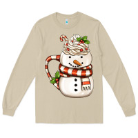 Mushroom Christmas Snowman Coffee Cup Long Sleeve Tee - FaDigitalArtStudio