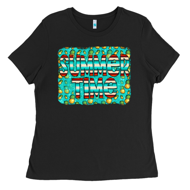 Summer Time Glitter Pineable Ladies Tee by CowCowDesign | Teevron