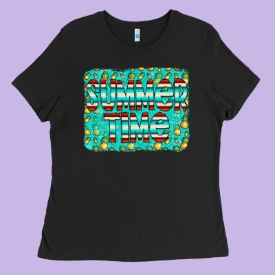 Summer Time Glitter Pineable Ladies Tee Designed By Cowcowdesign