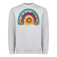 Heather Grey rainbow sunflower Heavyweight Sweatshirt - AdoDesignShop