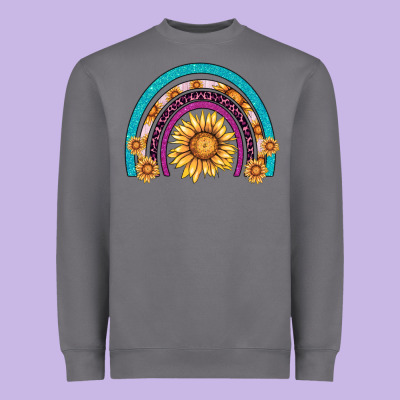 Rainbow Sunflower Heavyweight Sweatshirt Designed By Adodesignshop