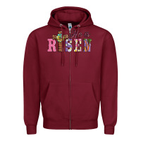 Burgundy easter he ıs risen Zipper Hoodie - AdoDesignShop
