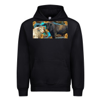 Black Charolais and black angus bull with sunflower and leopard Urban Hoodie - RanaPortraitStore