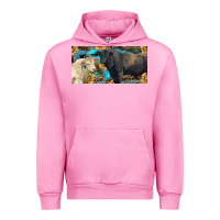 Fuchsia Pink Charolais and black angus bull with sunflower and leopard Urban Hoodie - RanaPortraitStore