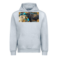 Heather Grey Charolais and black angus bull with sunflower and leopard Urban Hoodie - RanaPortraitStore