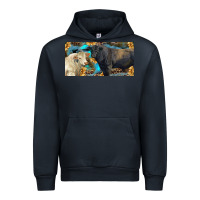 Navy Charolais and black angus bull with sunflower and leopard Urban Hoodie - RanaPortraitStore