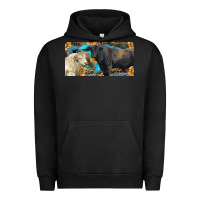 Pigment Black Charolais and black angus bull with sunflower and leopard Urban Hoodie - RanaPortraitStore